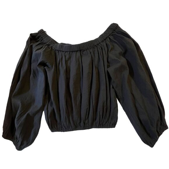 Circus NY by Sam Edelman Peasant Crop Top XS Black Cottagecore Coquette NWOT - Picture 6 of 9